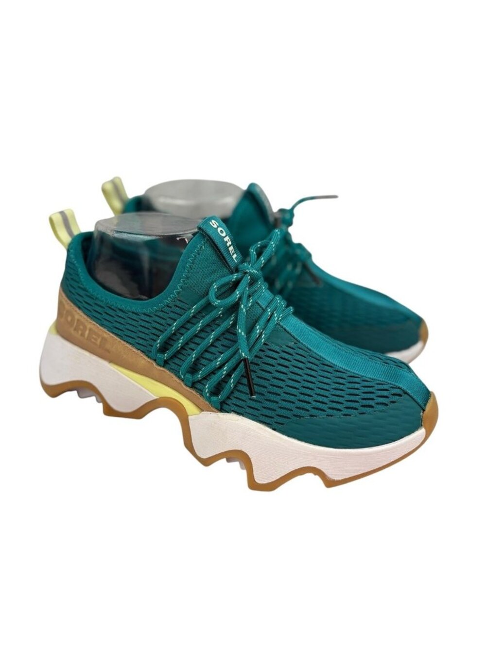 Sorel Kinetic Impact Teal Athletic Lace-Up Sneakers with White and Tan Sole